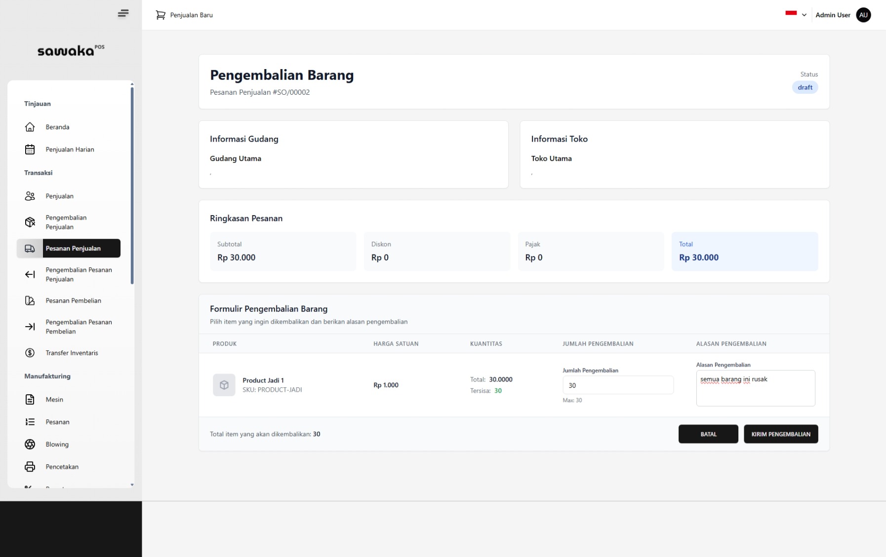 Isi Alasan Pengembalian Isi Alasan Pengembalian
