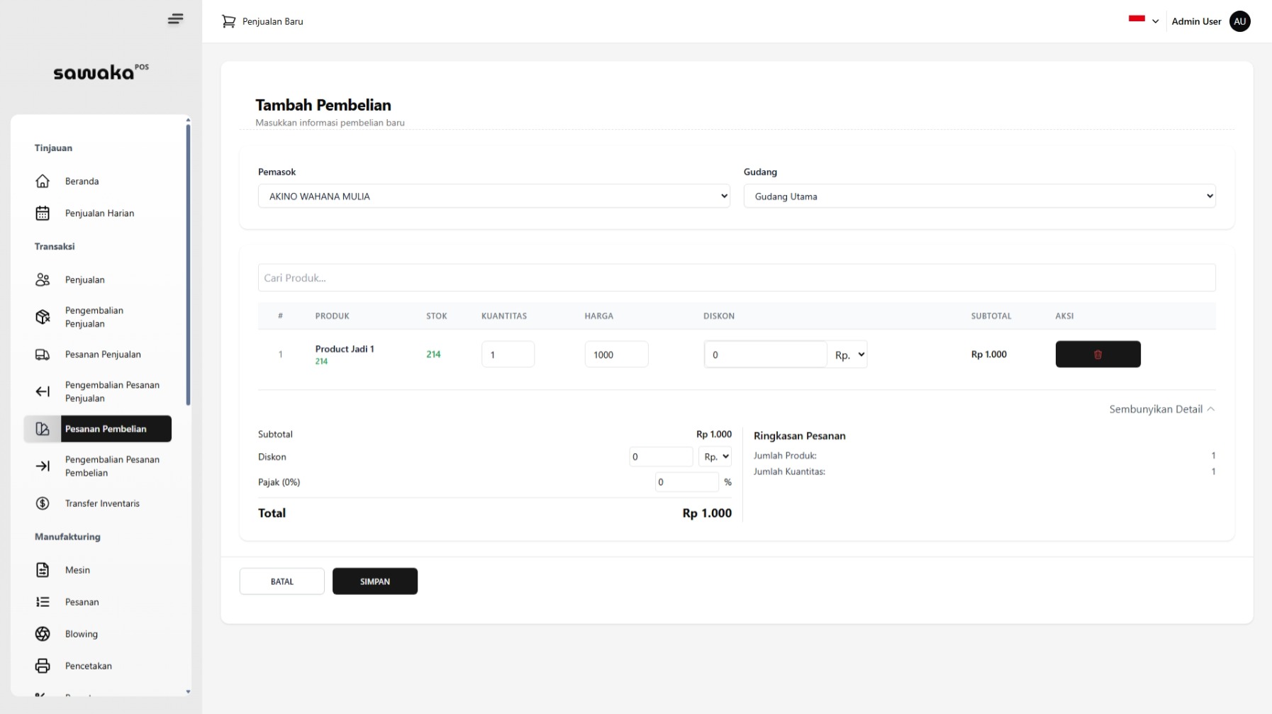 Isi Formulir Pembelian Isi Formulir Pembelian