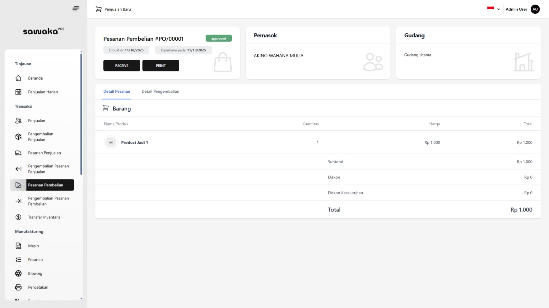 Pesanan Approved Pesanan Approved
