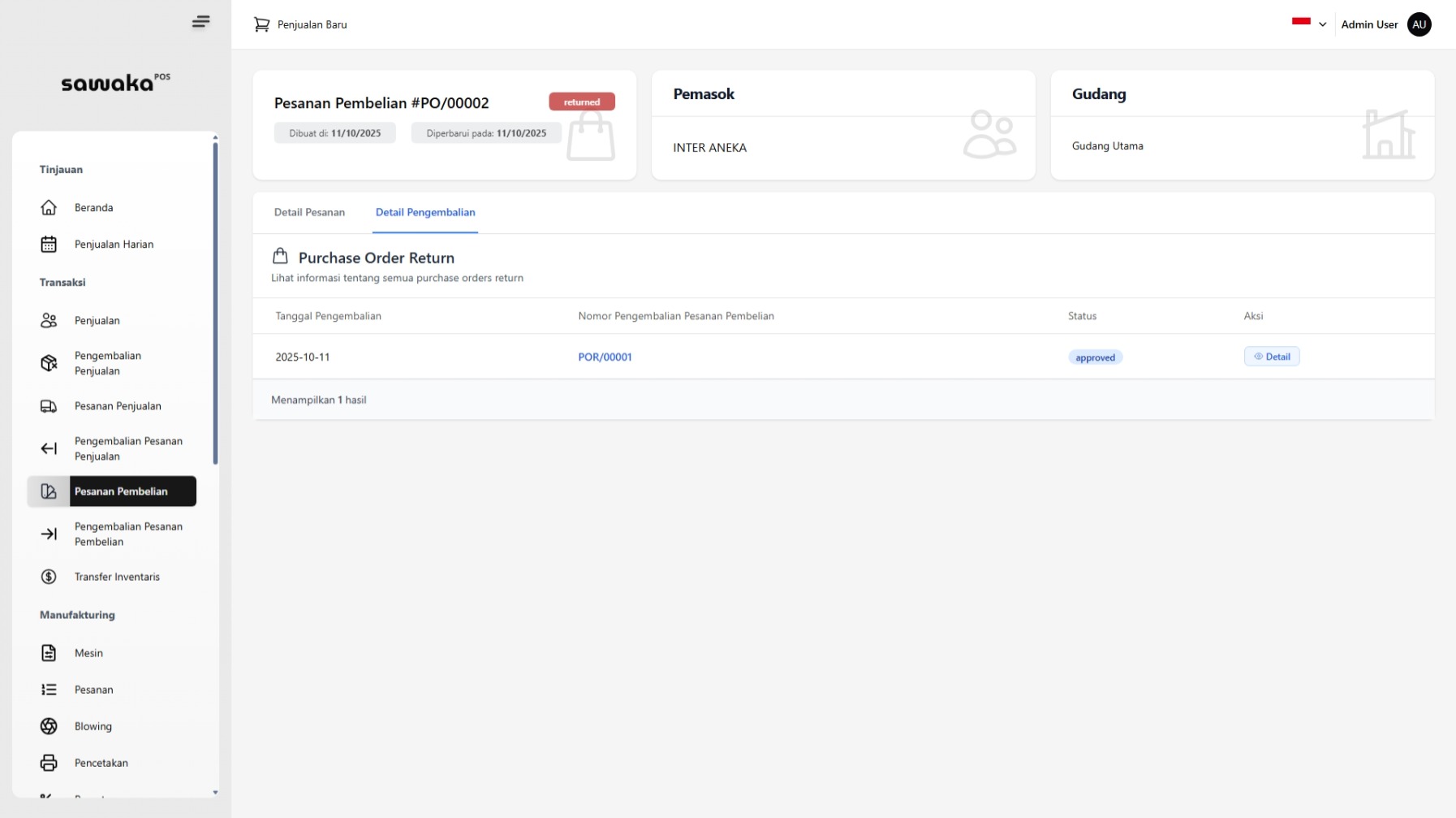 Detail Tab Pengembalian Detail Tab Pengembalian