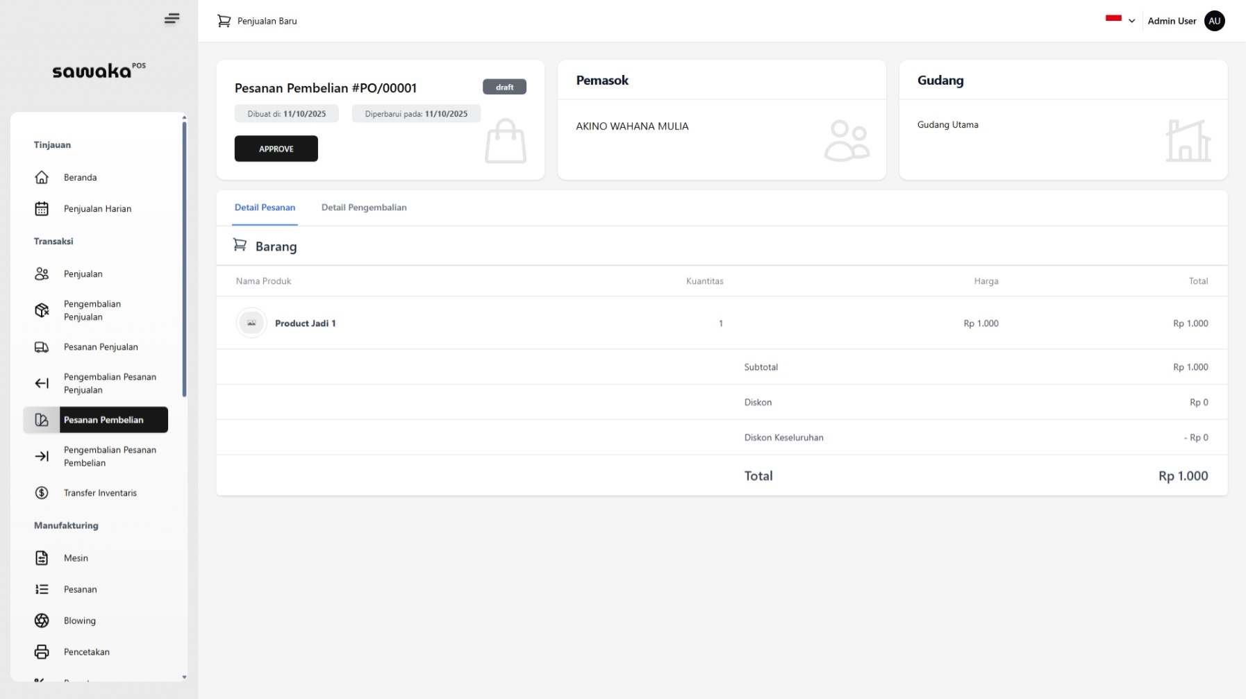 Detail Pesanan Draft Detail Pesanan Draft