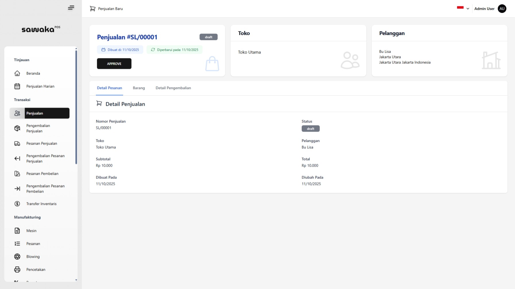 Detail Penjualan Draft