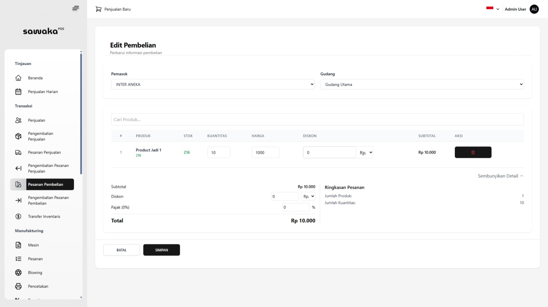 Formulir Edit Detail Formulir Edit Detail
