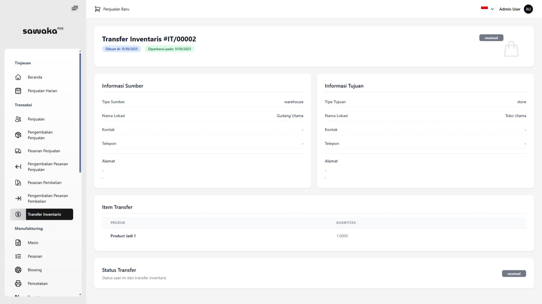 Status Received Status Received