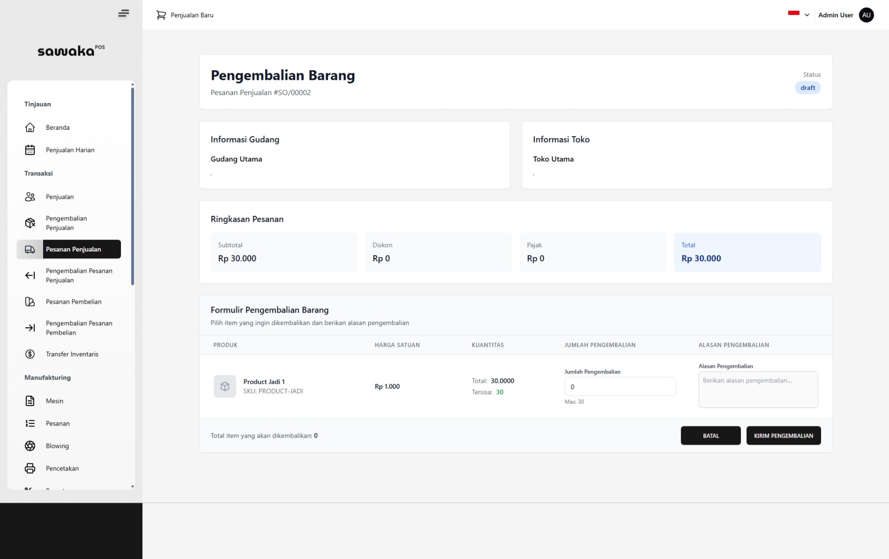 Formulir Pengembalian Barang Formulir Pengembalian Barang