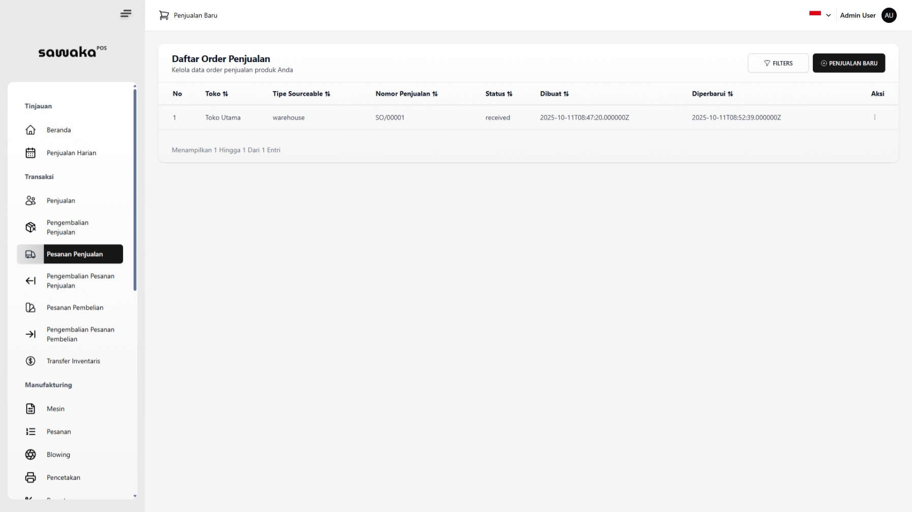 Daftar Pesanan Status Received Daftar Pesanan Status Received