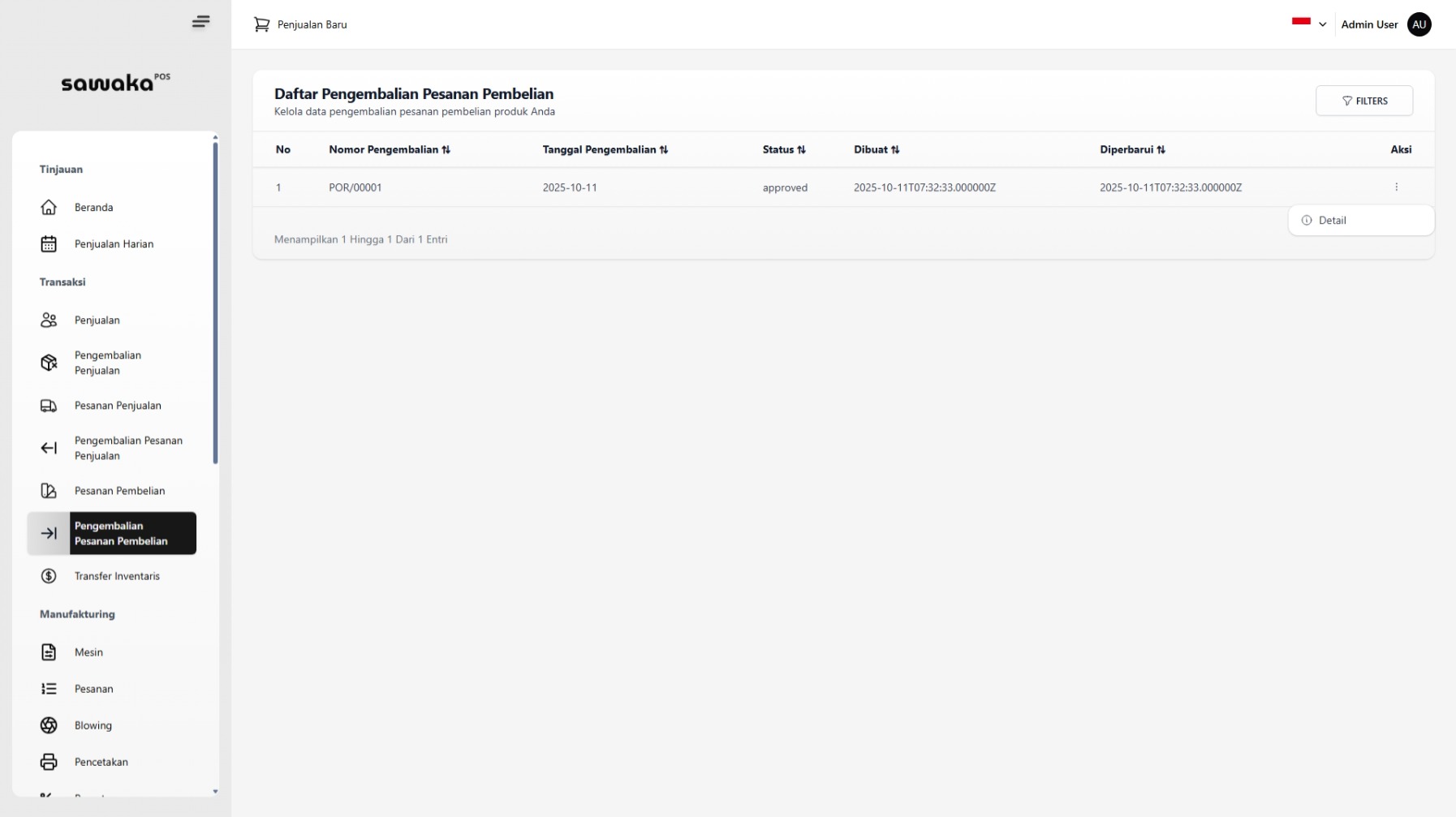 Daftar Pengembalian Daftar Pengembalian