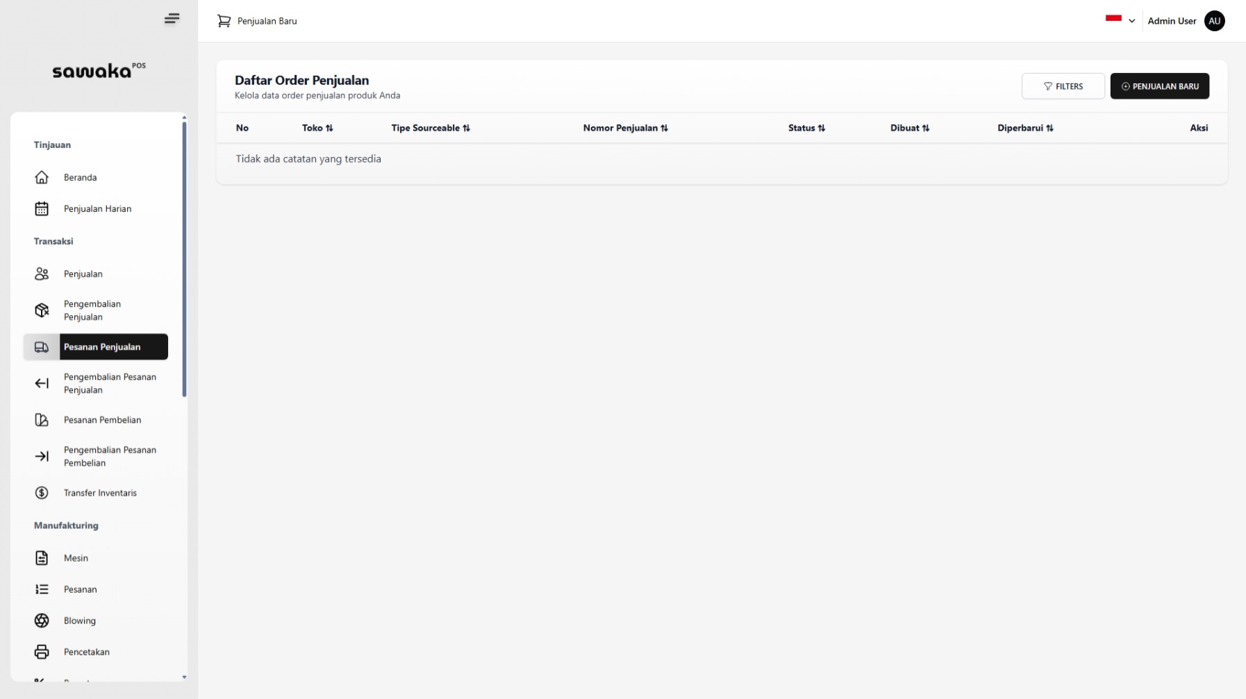 Halaman Daftar Pesanan Penjualan Halaman Daftar Pesanan Penjualan